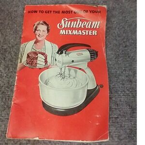 Sunbeam Mixmaster Recipe Booklet Vintage OS‎ Red Mid Century Modern Manual